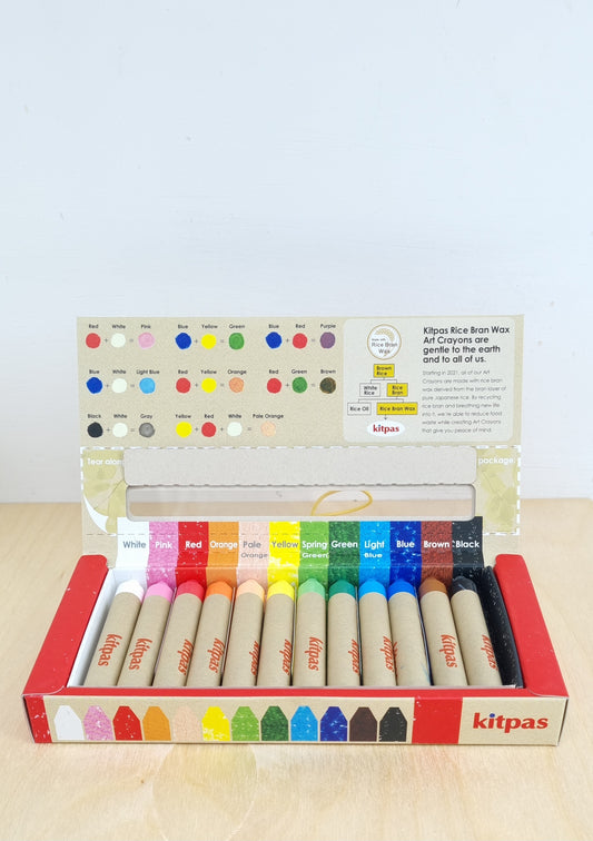 12 rice bran wax crayons