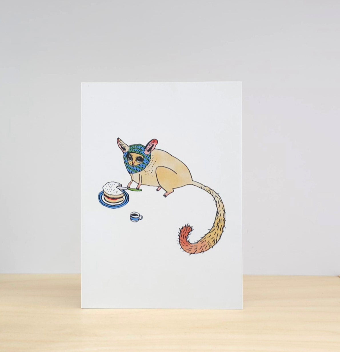 Cake eating lemur card