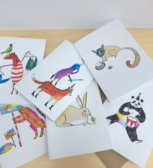 Set of 6 animal cards