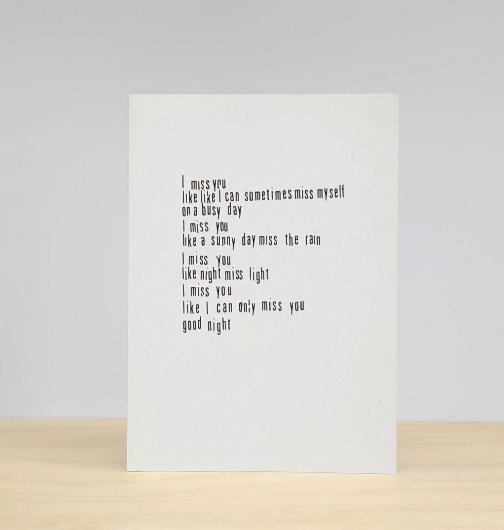 I miss you card