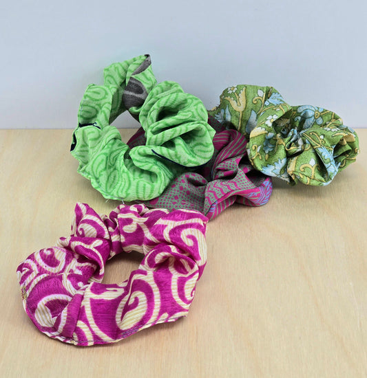 Recycled sari scrunchie