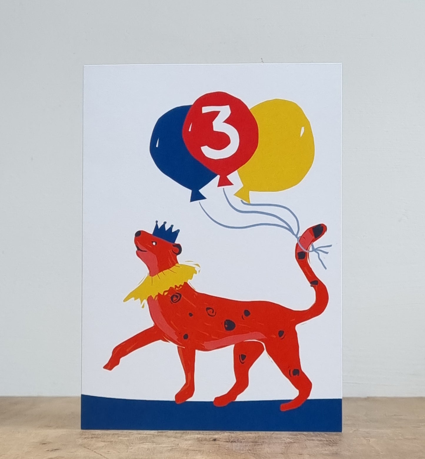 Leopard with 3 balloons