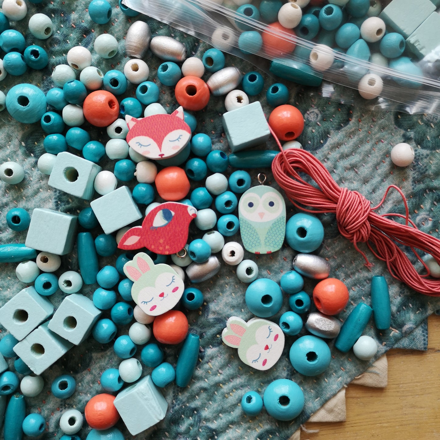 Wooden threading beads