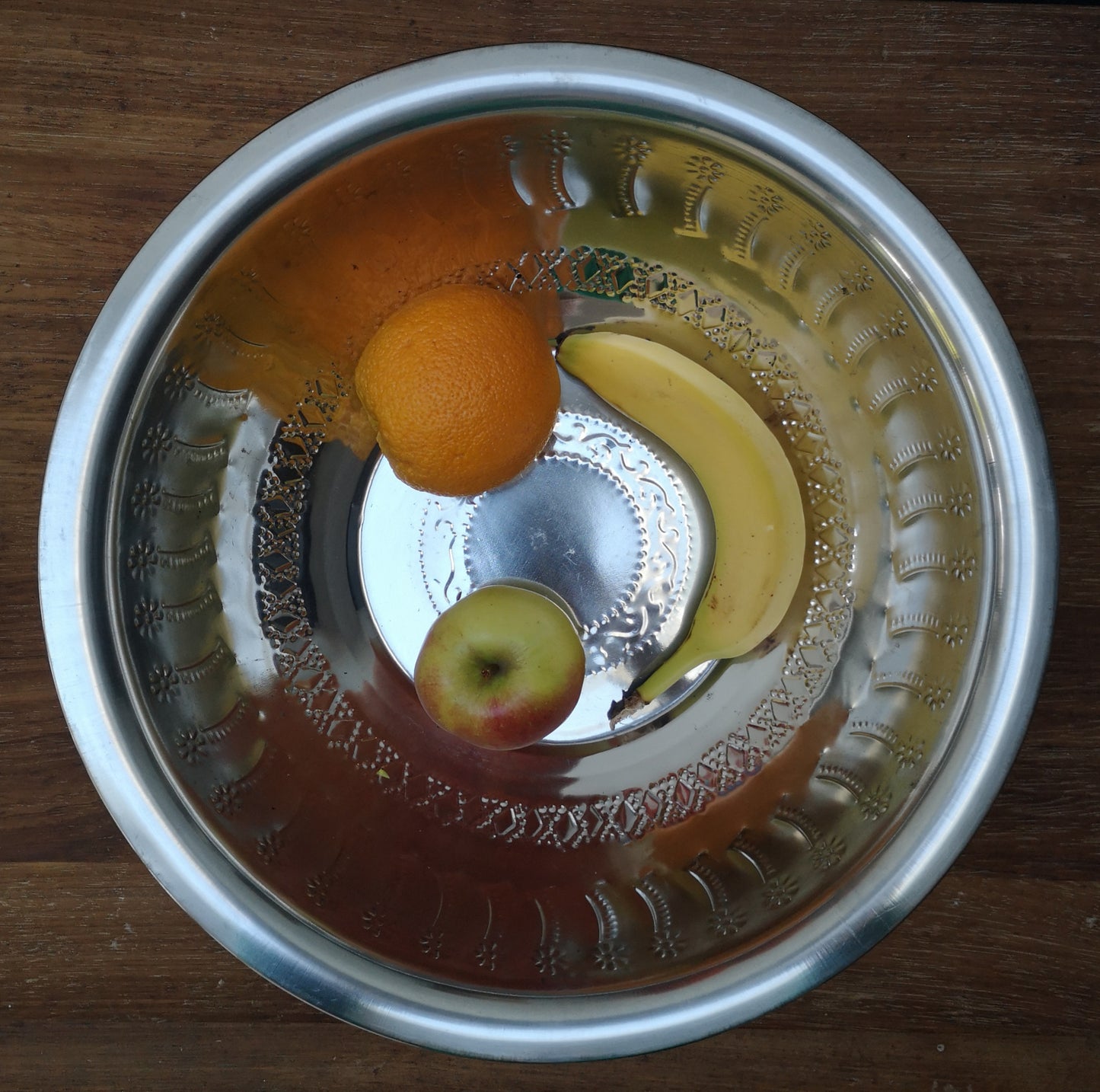 Large stainless steel serving bowl