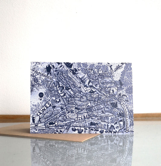 Lewes Map greeting card