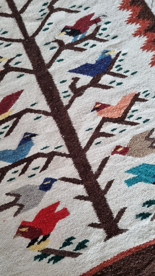 Vintage birds in tree rug