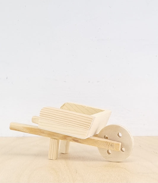 Mini wooden wheel barrow