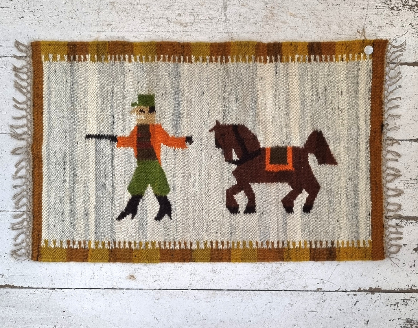 Vintage man and horse rug