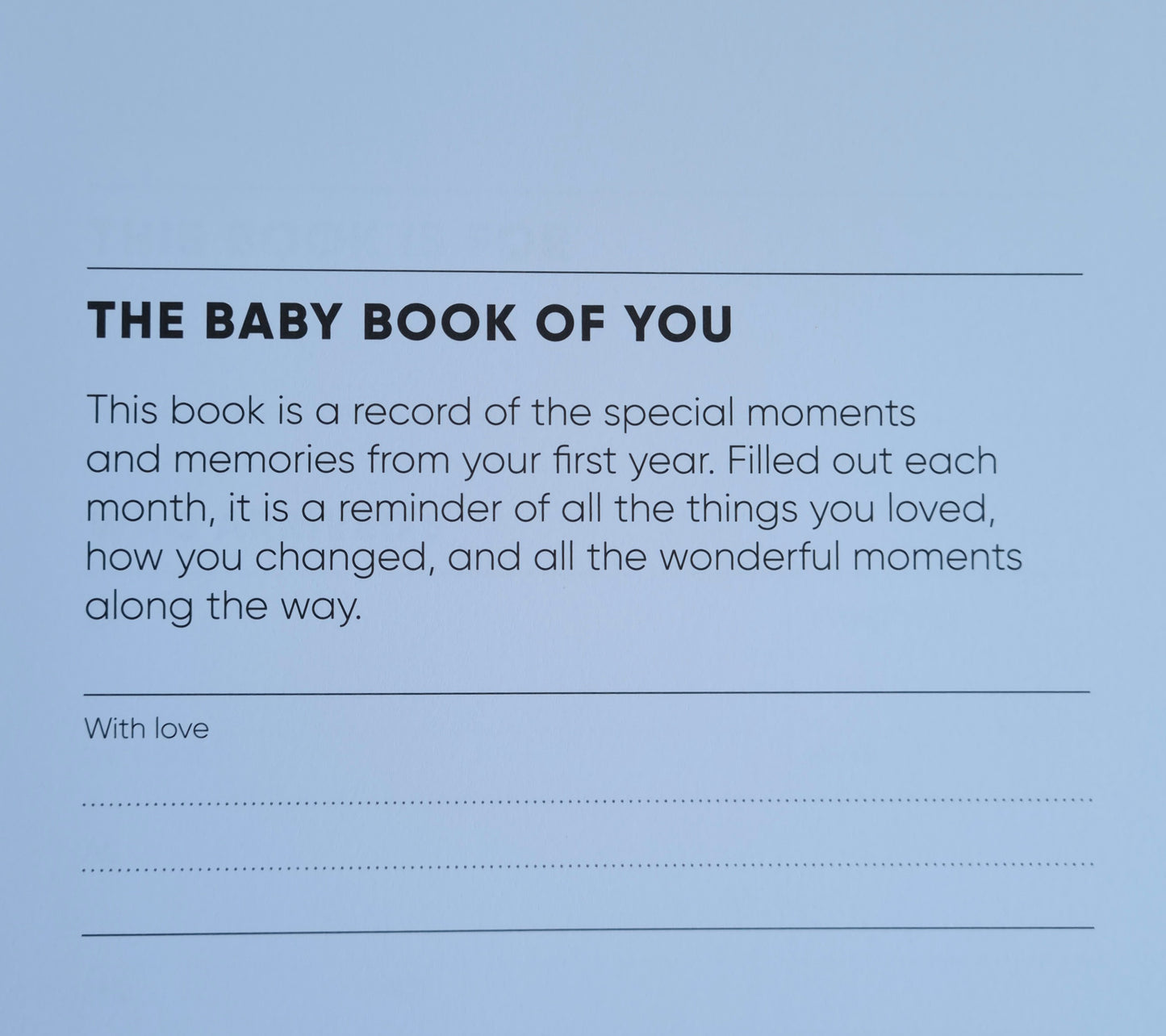 The baby book of you
