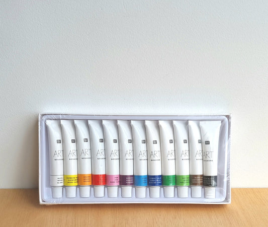 12 acrylic paint tubes