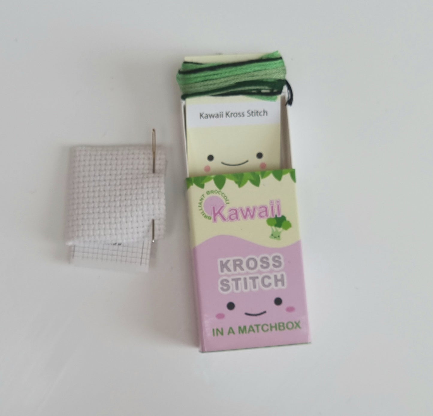 Kawaii cross stitch in a matchbox