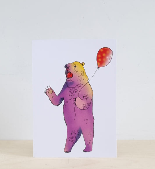 Balloon bear greeting card