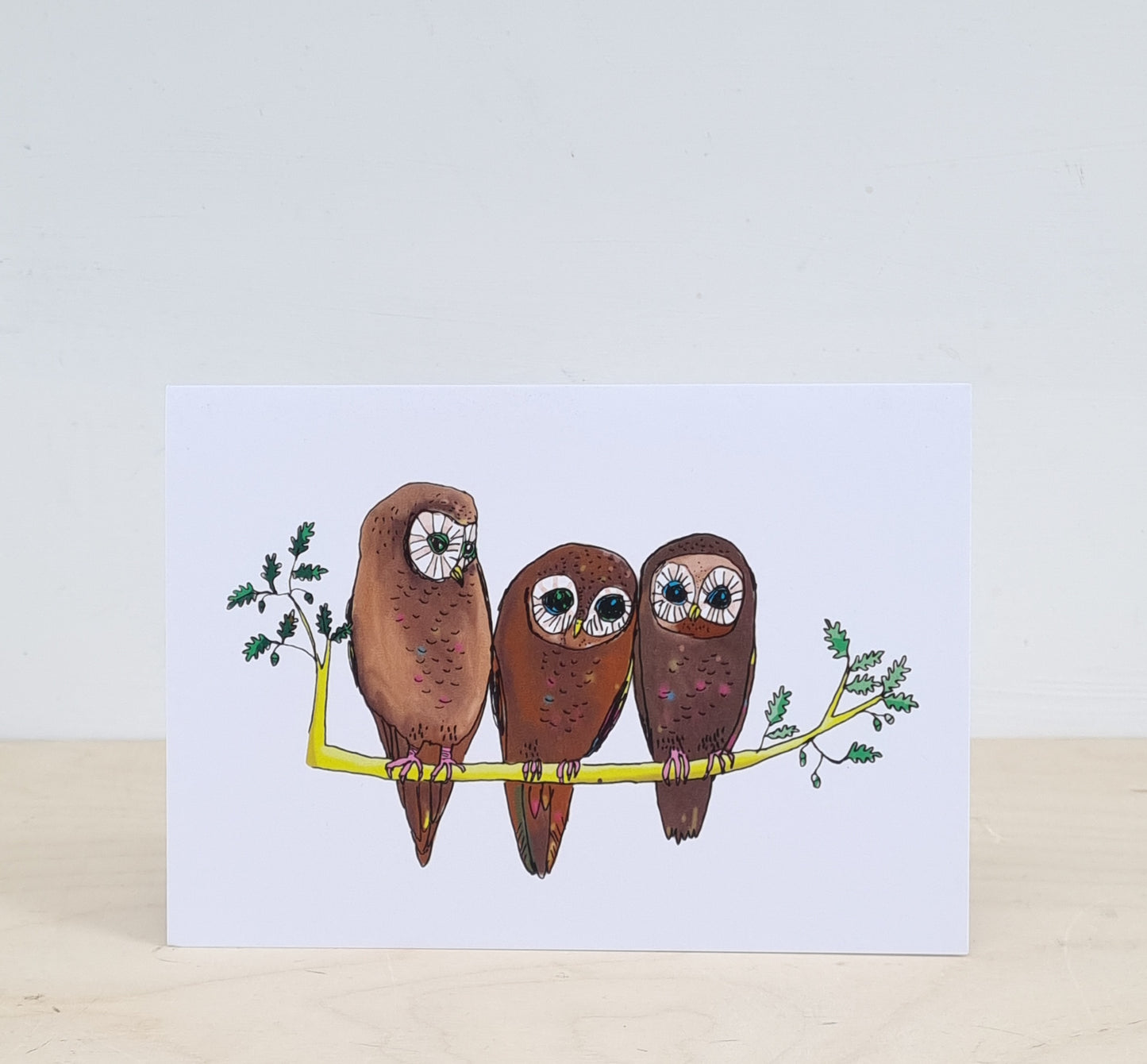 Ogling owls greeting card