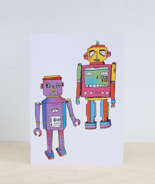 Rapping robots greeting card