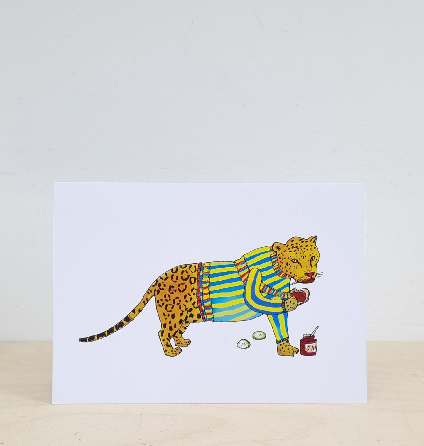 Jamming jaguar greeting card