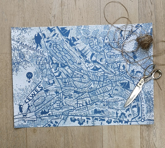 Lewes map wrapping paper